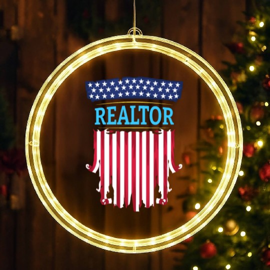 Proud American Patriotic USA Flag Realtor Real Est LED Christmas Window Lights