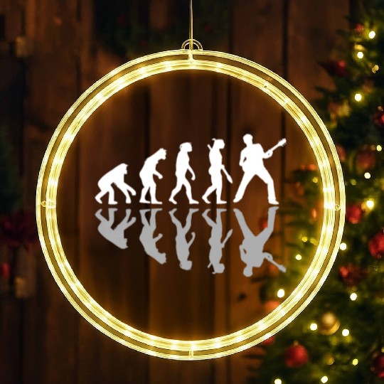 Guitarist Human Evolution Musician Guitar Player LED Christmas Window Lights