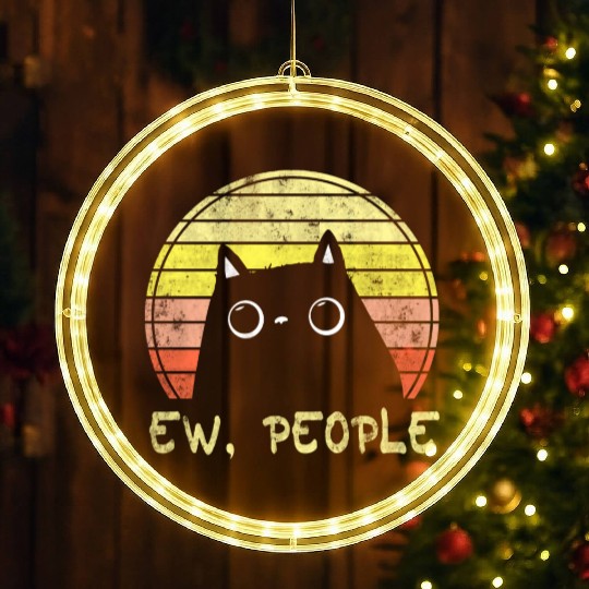 Ew, People Vintage Funny Cat Lover Gift LED Christmas Window Lights