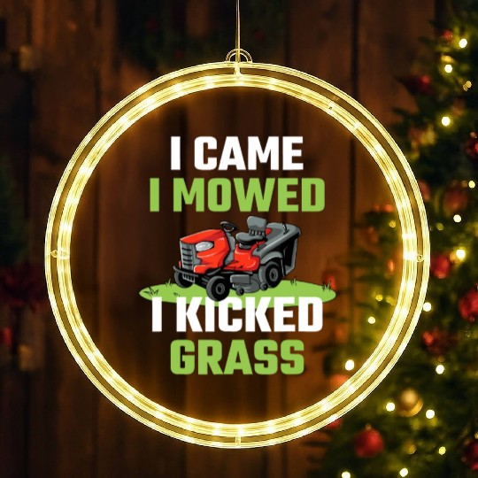 I Came I Mowed I Kicked Grass Funny Lawn Mowing Ga LED Christmas Window Lights