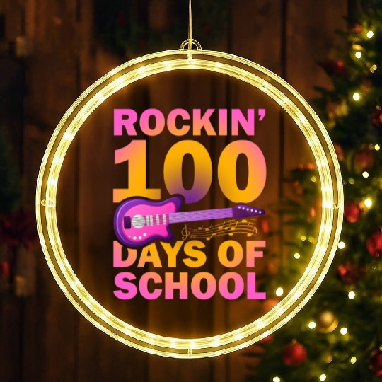 Rockin 100 Days Of School Guitarist Musician LED Christmas Window Lights