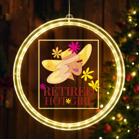 Retired Hot Girl Retro 70s Girl Flower Aesthetic LED Christmas Window Lights