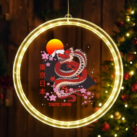 Japanese Tokyo Dragon Asian Vintage Retro Style LED Christmas Window Lights