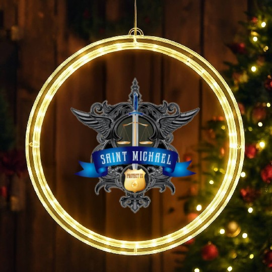 Saint Michael Patron Saint of Police Officers Cath LED Christmas Window Lights