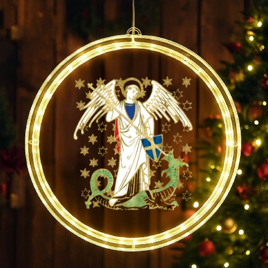 St. Michael the Archangel Icon Dragon Catholic Ang LED Christmas Window Lights