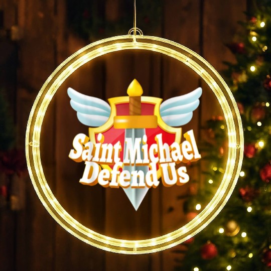 St. Michael the Archangel Icon Dragon Catholic Ang LED Christmas Window Lights