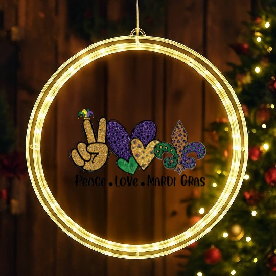 PEACE LOVE MARDI GRAS LED Christmas Window Lights