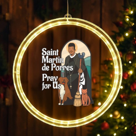 St Martin de Porres African American Black Saints LED Christmas Window Lights