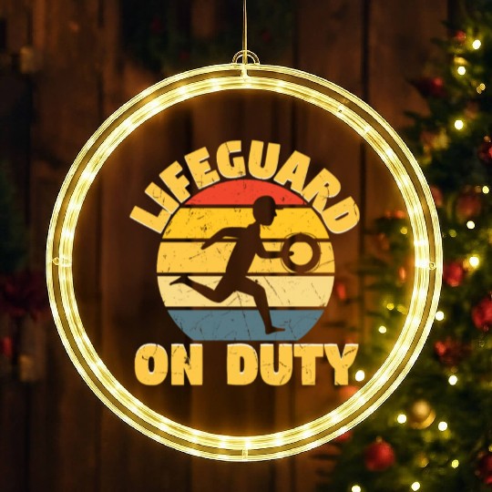 Lifeguard On Duty Distressed LED Christmas Window Lights