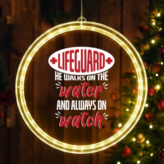 Lifeguard Walks On Water And On Watch LED Christmas Window Lights