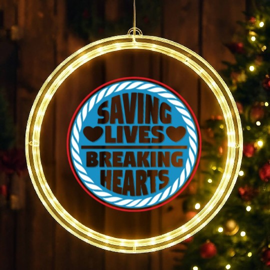 Lifeguard Saving Lives Breaking Hearts LED Christmas Window Lights