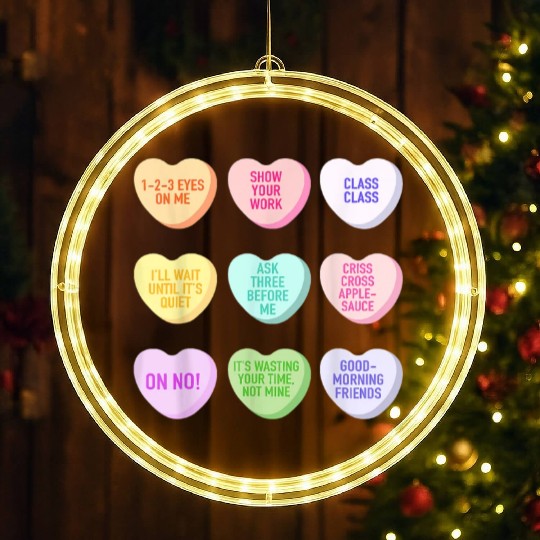 Teacher Valentines Day Conversation Heart School LED Christmas Window Lights