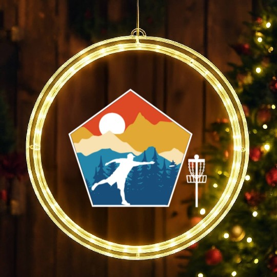 Disc Golf Disc Golfing Ultimate Frisbee Natur LED Christmas Window Lights