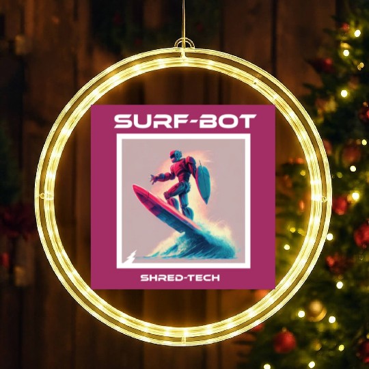 Duotone Robot Surfer LED Christmas Window Lights