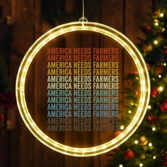America Needs Farmers Farmer America LED Christmas Window Lights