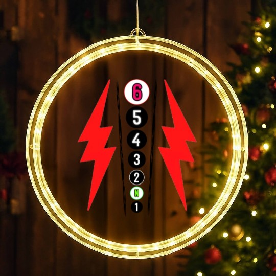 RED LIGHTNING BOLT MOTORCYCLE SHIFT PATTERN LED Christmas Window Lights