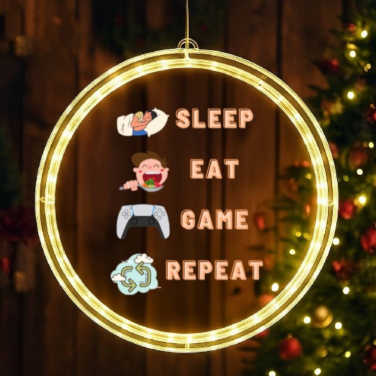 sleep eat game repeat PlayStation LED Christmas Window Lights