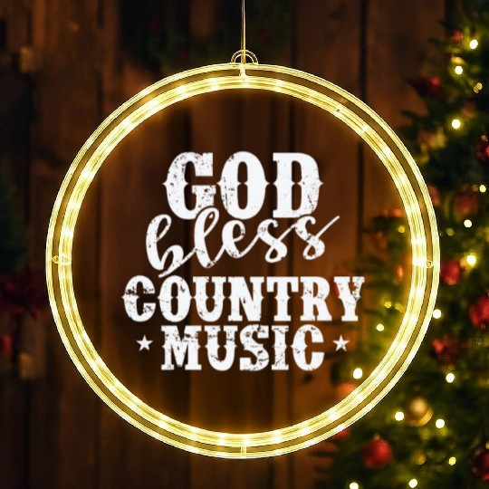 God bless Country Music USA America Cowboys LED Christmas Window Lights