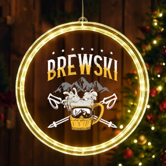 Brewski Beer Drinker Skiing Ice Ski Winter Sport LED Christmas Window Lights