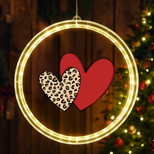 Leopard Love Heart LED Christmas Window Lights Valentine s Day Heart