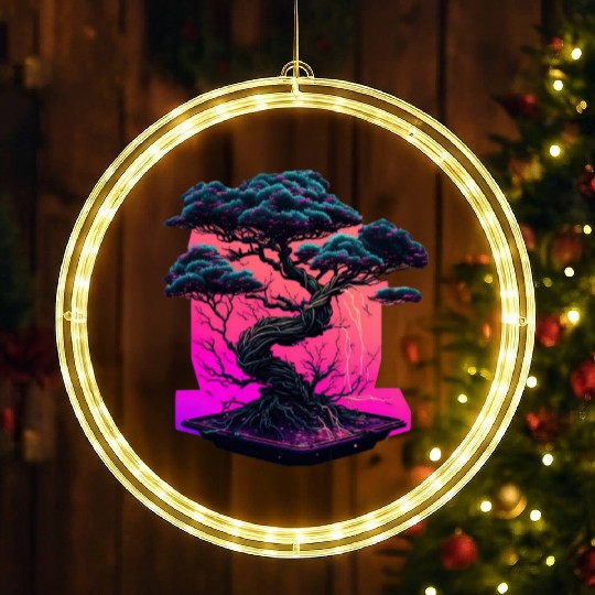 Synthwave Bonsai Tree LED Christmas Window Lights