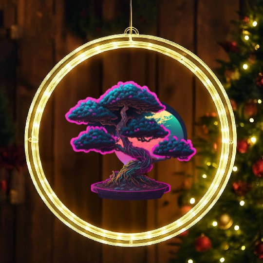 Synthwave Bonsai Tree LED Christmas Window Lights