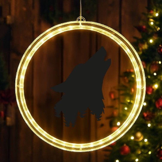 Great Black Wolf for Forest LED Christmas Window Lights