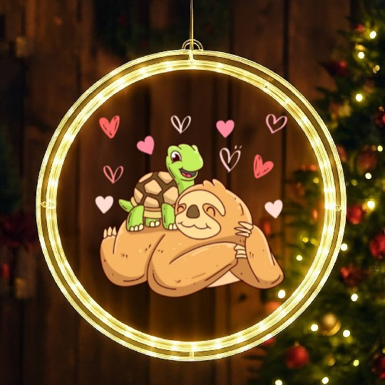 Love Turtle my sloth darling love Valentine's Day LED Christmas Window Lights