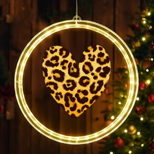 Western Hearts, Leopard Heart, Valentine Cow LED Christmas Window Lights