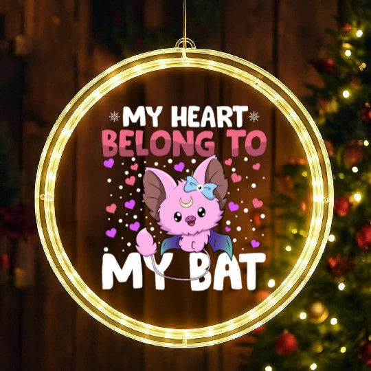 Valentines Day My Heart Belong to My Bat Boys LED Christmas Window Lights