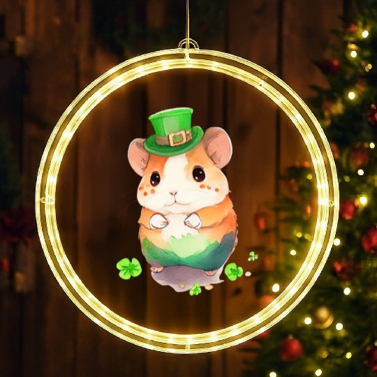 St Patrick's Day Irish Cute Hamster Saint Patrick LED Christmas Window Lights