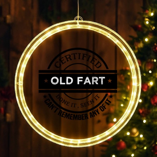 Certified Old Fart Funny Retirement Gift LED Christmas Window Lights