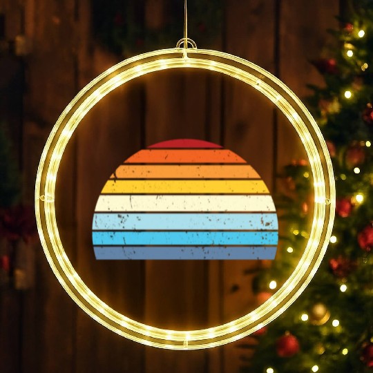 Vintage Distressed Retro Sunset | Red Yellow Blue LED Christmas Window Lights