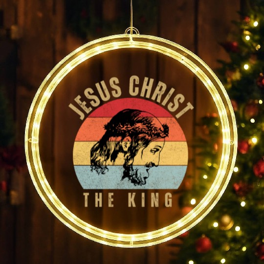 JESUS CHRIST THE KING RETRO DESIGN LED Christmas Window Lights
