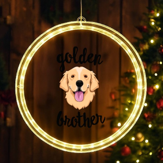 Golden Retriever Brother Sibling Family Dog LED Christmas Window Lights