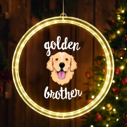 Golden Retriever Brother Sibling Family Dog LED Christmas Window Lights