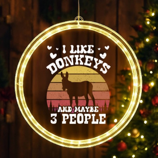 I Like Donkeys And Maybe 3 People Farm Donkey LED Christmas Window Lights