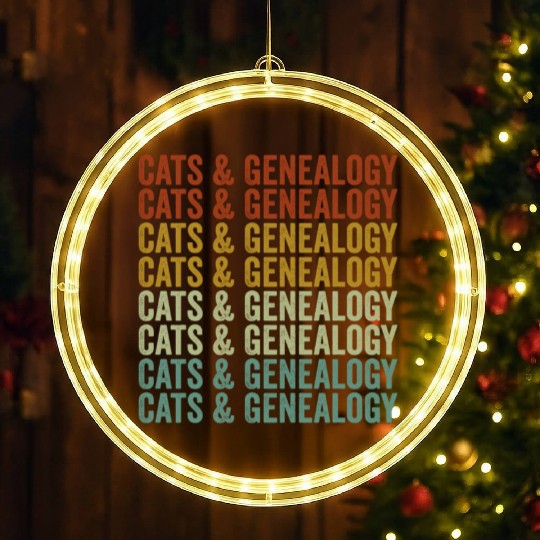 Cats & Genealogy Genealogy Genealogist Cats Lover LED Christmas Window Lights