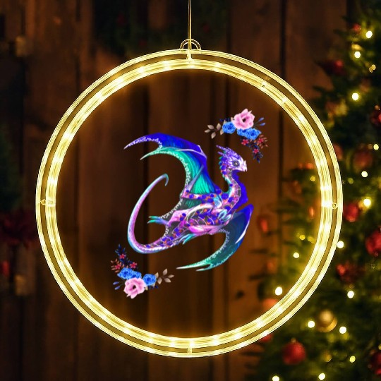 Day Of The Dead Sugar Skull Dragon LED Christmas Window Lights