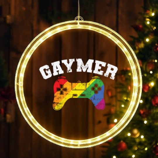 Gamer Controller Gaymer LGBT Pride LED Christmas Window Lights