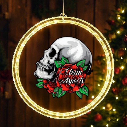 CA SKULL AND ROSES LED Christmas Window Lights