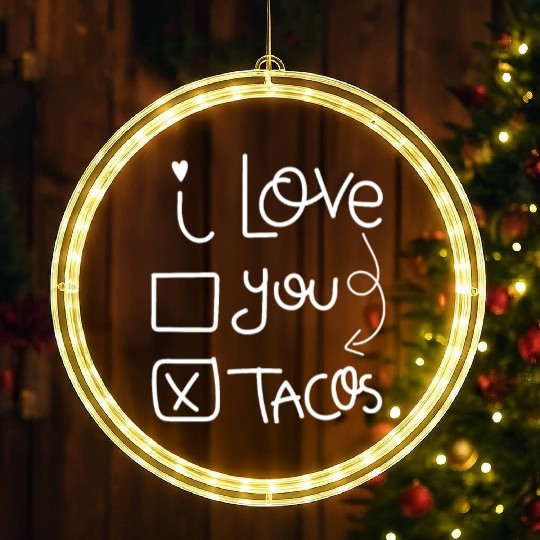 I Love Taco, I Heart Taco Valentines Day LED Christmas Window Lights