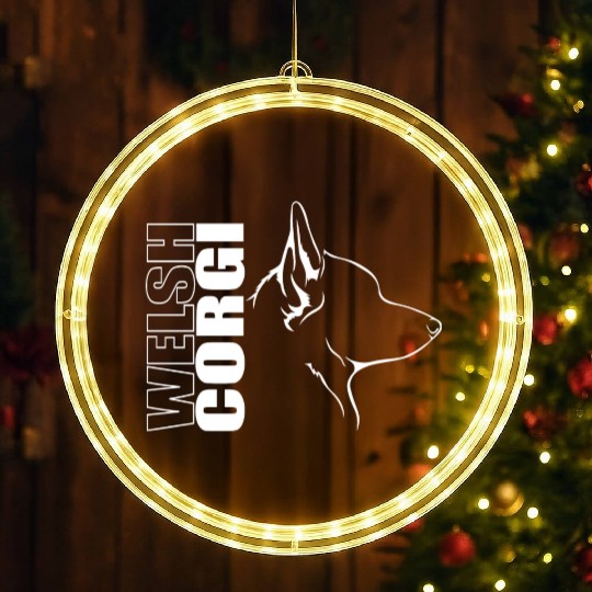 Funny Welsh Corgi Profile dog mom LED Christmas Window Lights