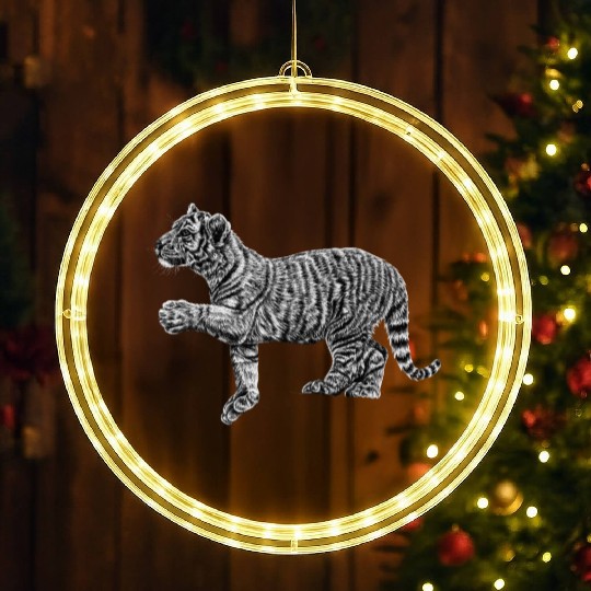 Amur tiger cub LED Christmas Window Lights