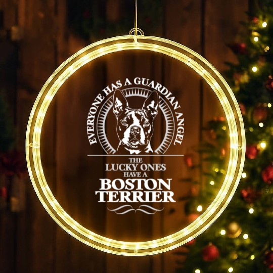 Boston Terrier Guardian Angel Dog quote LED Christmas Window Lights