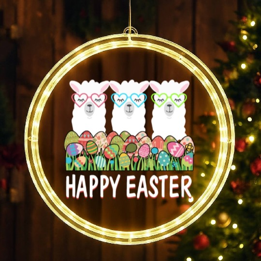 Happy Easter Eggs Easter Llama Alpaca Bunny LED Christmas Window Lights