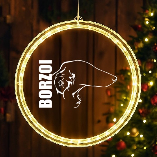 Funny Borzoi Profile dog mom sighthound hound LED Christmas Window Lights