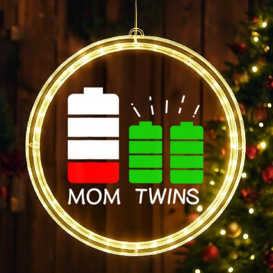 Twin Mom Low Battery Tired Mom Of Twins LED Christmas Window Lights