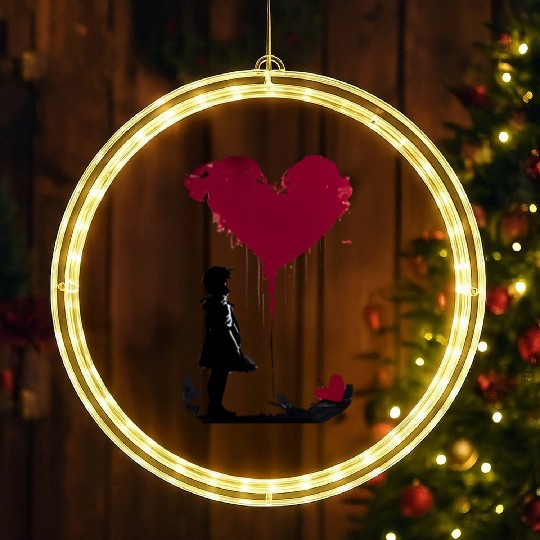 Banksy Love Heart Style LED Christmas Window Lights