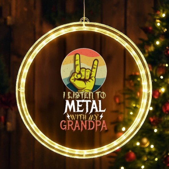 Metal With Grandpa Metal Kid Music Lover Rocker LED Christmas Window Lights